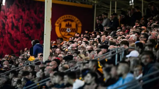 MOTHERWELL, SCOTLAND - SEPTEMBER 20: A general view of the Motherwell fans during a Premier Sports Cup quarter-final match between Motherwell and Dundee United at Fir Park, on September 20, 2024, in Motherwell, Scotland. (Photo by Rob Casey / SNS Group)