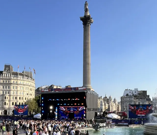 View of Trafalgar square at a boxing event