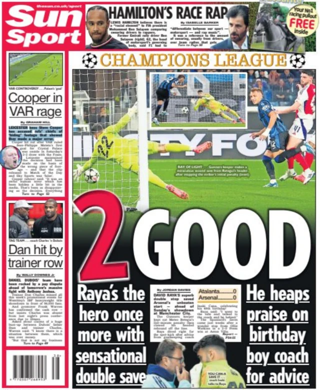 Back page of the Sun on 20 September 2024