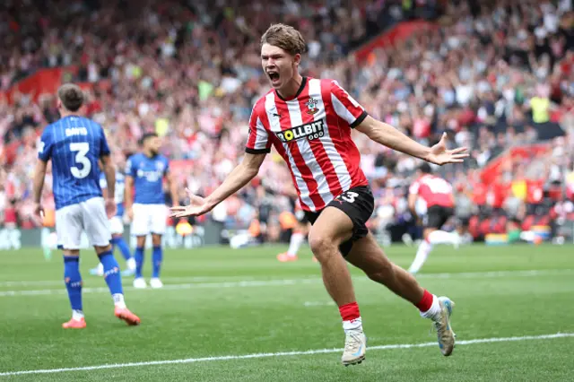 Tyler Dibling of Southampton celebrates