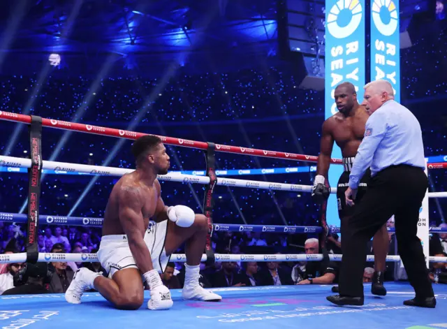 Anthony Joshua on the canvas