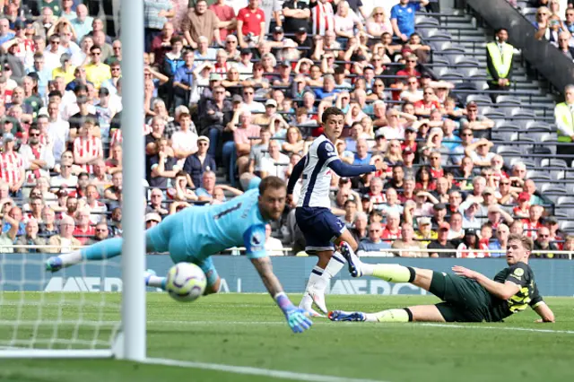 Brennan Johnson of Tottenham Hotspur scores