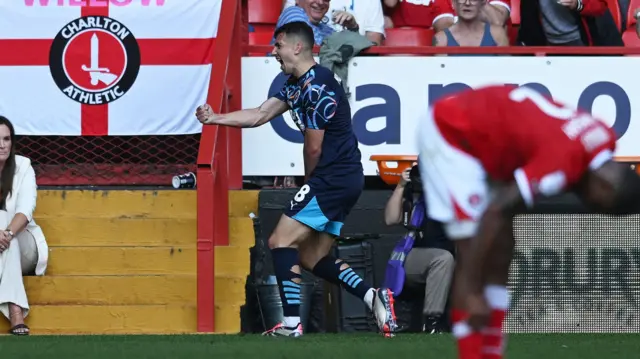 Albie Morgan celebrates for Blackpool.