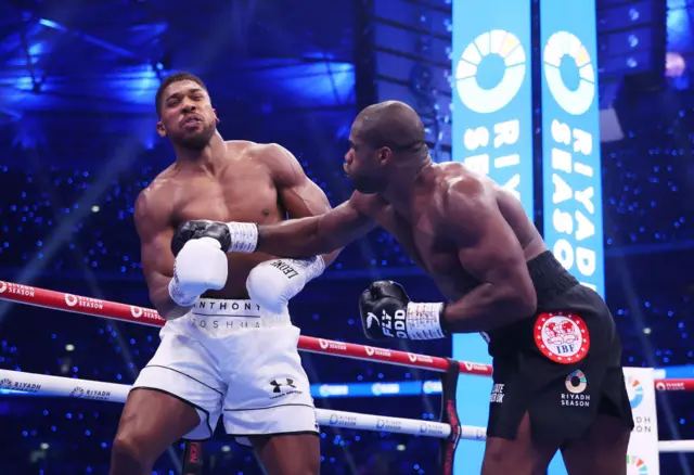 Daniel Dubois lands a punch on Anthony Joshua