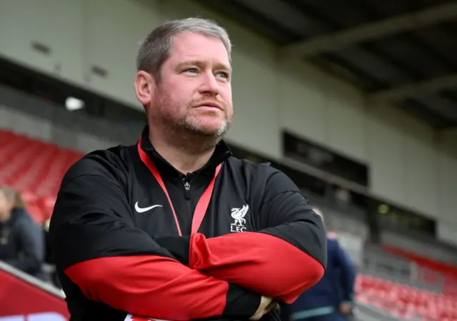 Matt Beard stands on the touchline at Totally Wicked stadium