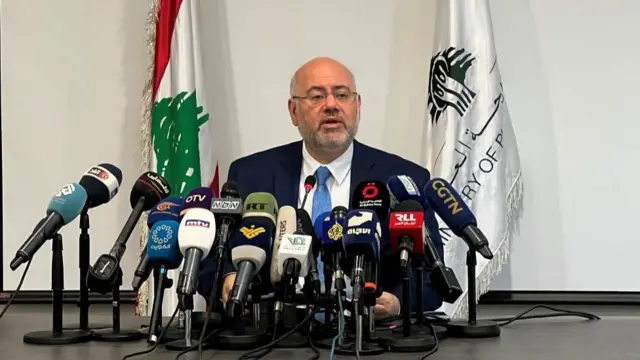 Lebanese Health Minister Firass Abiad speaks during a press conference in Beirut, Lebanon September 21, 2024