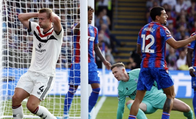 Manchester United's Matthijs de Ligt reacts after missing a chance