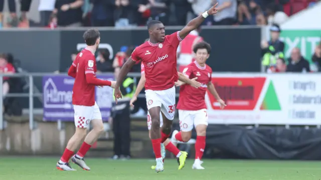 Sinclair Armstrong of Bristol City celebrates a goal