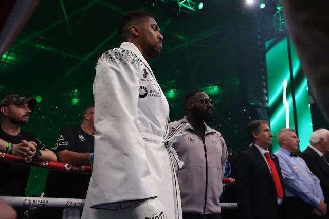 Anthony Joshua walking to the ring