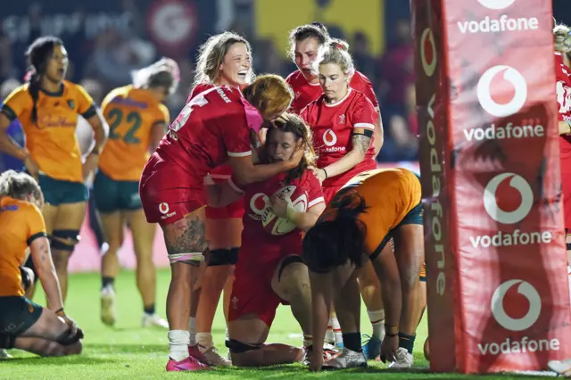 Wales players celebrate