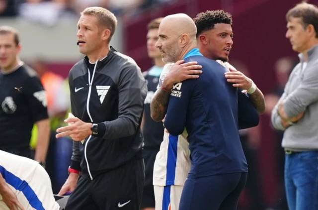 Jadon Sancho leaves the pitch