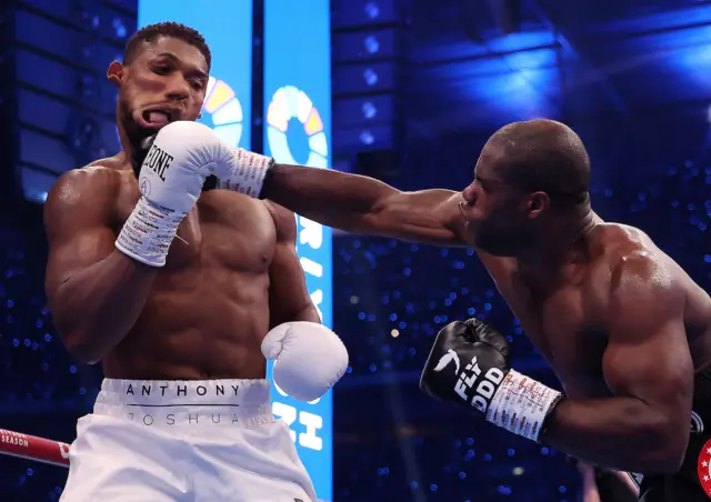 Daniel Dubois lands a punch on Anthony Joshua