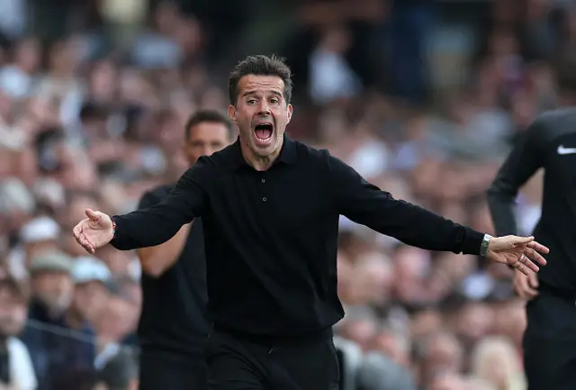 Marco Silva, Manager of Fulham, reacts