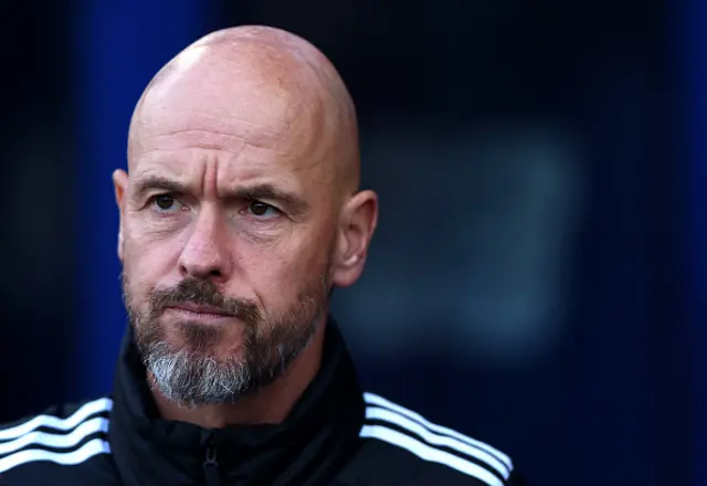 Manchester United Manager Erik ten Hag looks on