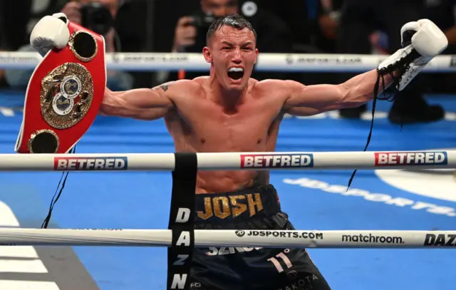 Josh Warrington in tears as he celebrates