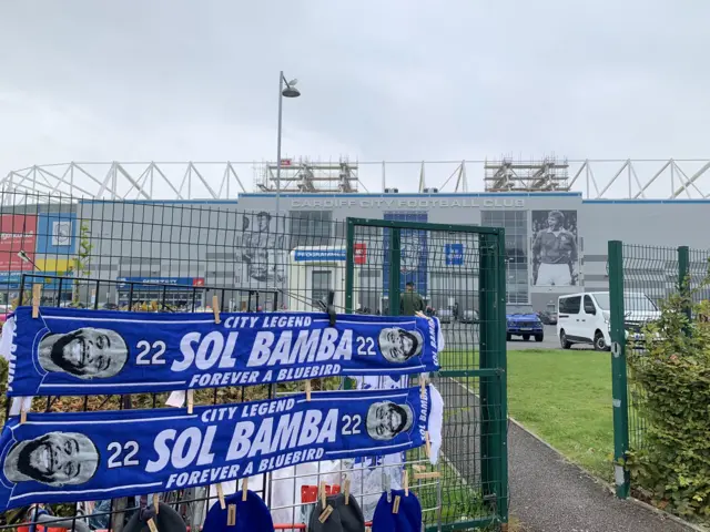 Sol Bamba scarves outside Cardiff City Stadium