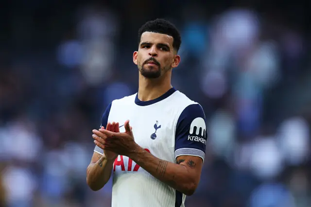 Dominic Solanke of Tottenham Hotspur acknowledges the fans