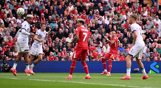 Darwin Nunez of Liverpool scoring the third goal