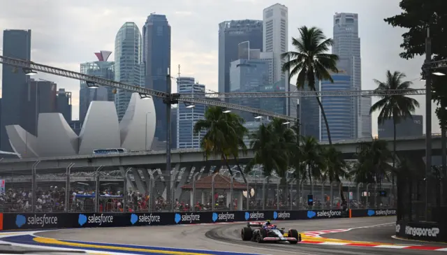 Yuki Tsunoda drives his RB during Singapore Grand Prix third practice