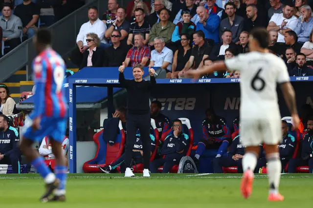 Oliver Glasner, Manager of Crystal Palace, gestures