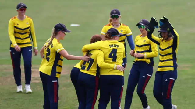 South East Stars celebrate a wicket