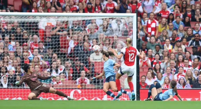 Maanum side foots the ball into the net to give Arsenal the lead