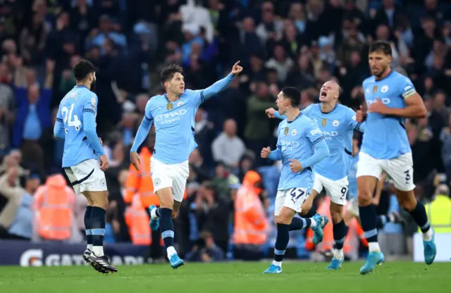 Stones celebrates the last minute goal