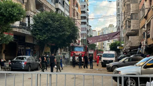 A banner hung above a street in Beirut