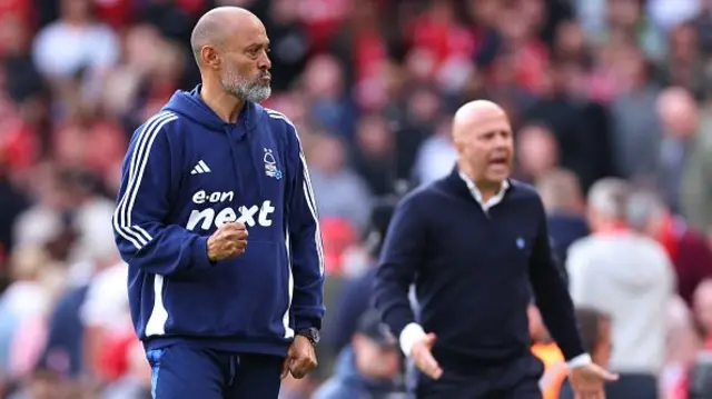 Nuno Espírito Santo the head coach / manager of Nottingham Forest celebrates