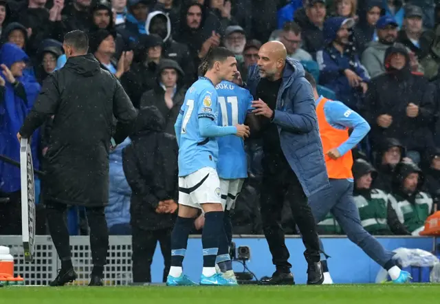 Foden consults with Guardiola before coming on