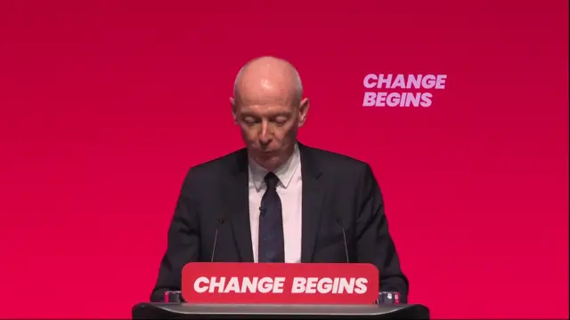 Pat McFadden speaking at Labour's annual conference in Liverpool