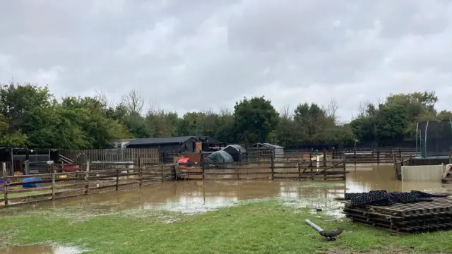 Flooding at Moreteyne’s Retreat farm in Bedfordshire