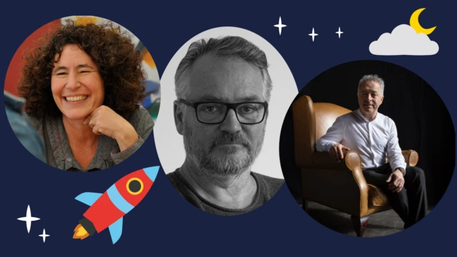 500 Words judges Francesca Simon, Charlie Higson and Frank Cottrell-Boyce