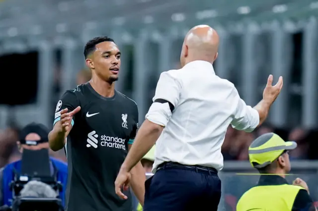 Trent Alexander-Arnold and Liverpool manager Arne Slot