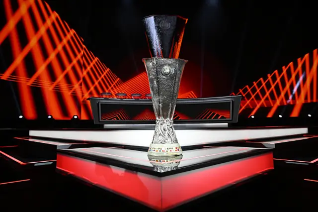 A view of the UEFA Europa League trophy