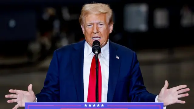 Donald Trump speaks during a campaign event at the Mosack Group, a commercial plumbing manufacturer in Mint Hill, North Carolina