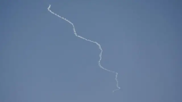 Israel's David's Sling system operates for interception as rockets are fired from Lebanon, amid the ongoing conflict in Gaza between Israel and Hamas and cross-border hostilities between Hezbollah and Israel, as seen from Tel Aviv, Israel, September 25, 2024.