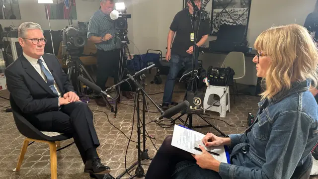 Keir Starmer speaking to 5 Live's Rachel Burden