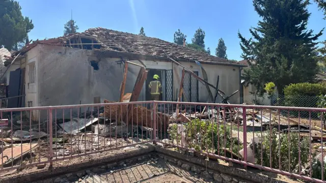 A damaged house in northern Israel