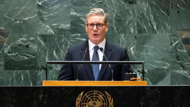 British Prime Minister Keir Starmer addresses the 79th United Nations General Assembly at U.N. headquarters in New York, U.S., September 26, 2024