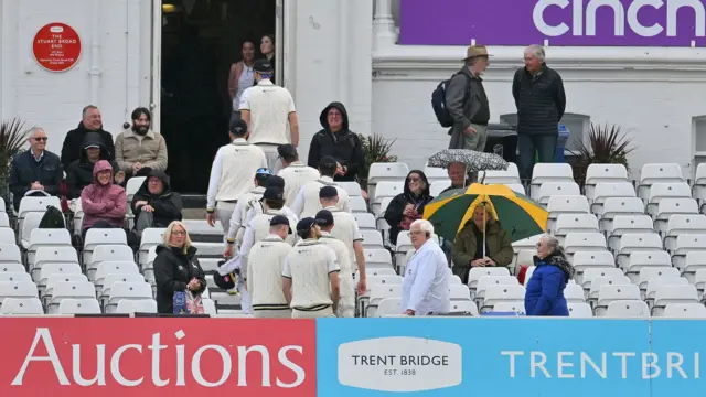 Players leave the field at Trent Bridge