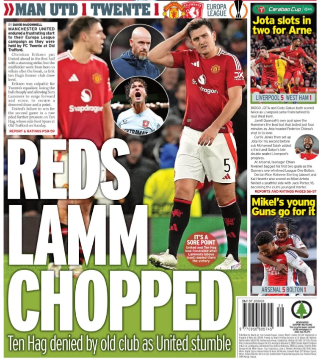 The back page of Thursday's Daily Mirror