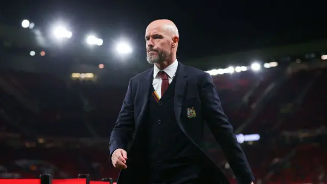 Erik ten Hag, manager of Manchester United, looks on during the UEFA Europa League 2024/25 League Phase MD1 match between Manchester United and FC Twente at Old Trafford on September 25, 2024 in Manchester, Englan