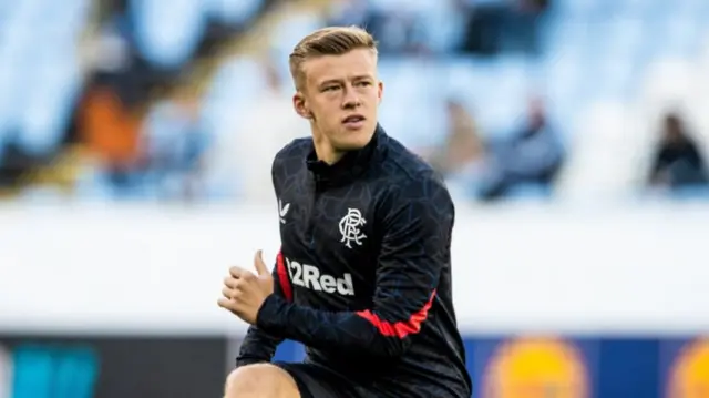 Rangers' Connor Barron warms up