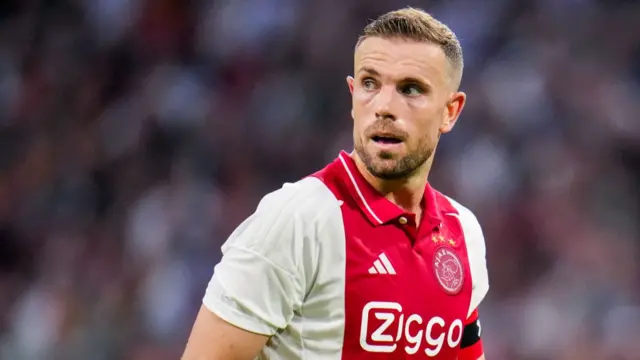 Jordan Henderson of AFC Ajax looks on during the UEFA Europa League Play-offs 2nd leg match between Ajax and Jagiellonia Bialystok at Johan Cruijff Arena on August 29, 2024 in Amsterdam, Netherlands.