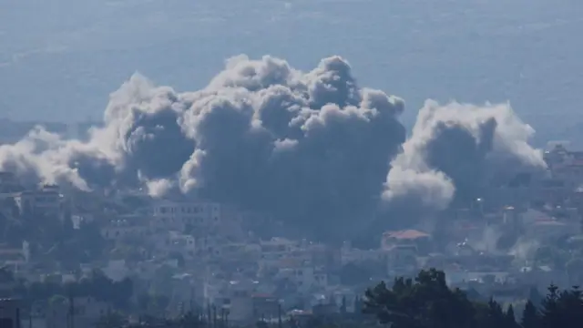 Smoke billows over southern Lebanon following an Israeli strike