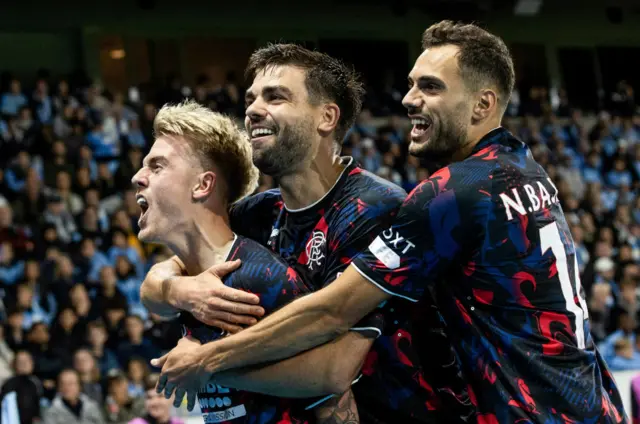 MALMO, SWEDEN - SEPTEMBER 26: Rangers' Ross McCausland celebrates scoring to make it 2-0 during a UEFA Europa League Matchday One League Phase match between Malmo FF and Rangers at the Eleda Stadion, on September 26, 2024, in Malmo, Sweden. (Photo by Alan Harvey / SNS Group)