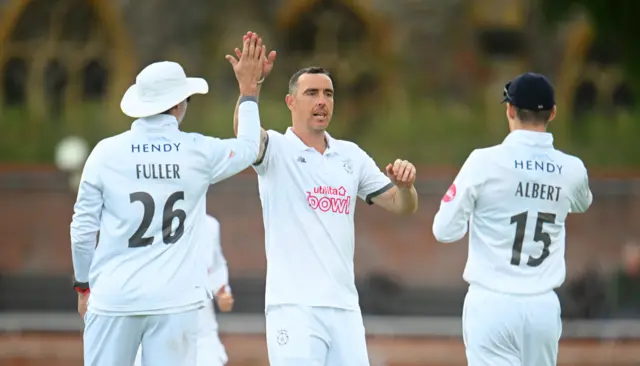 Kyle Abbott celebrates taking wicket