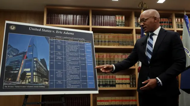 U.S. Attorney for the Southern District of New York Damian Williams speaks after the unsealing of an indictment against New York City Mayor Eric Adams