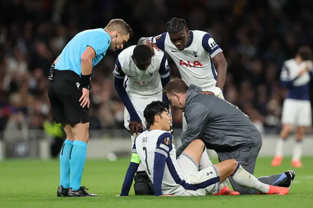 Son Heung-Min of Tottenham Hotspur recieves treatment